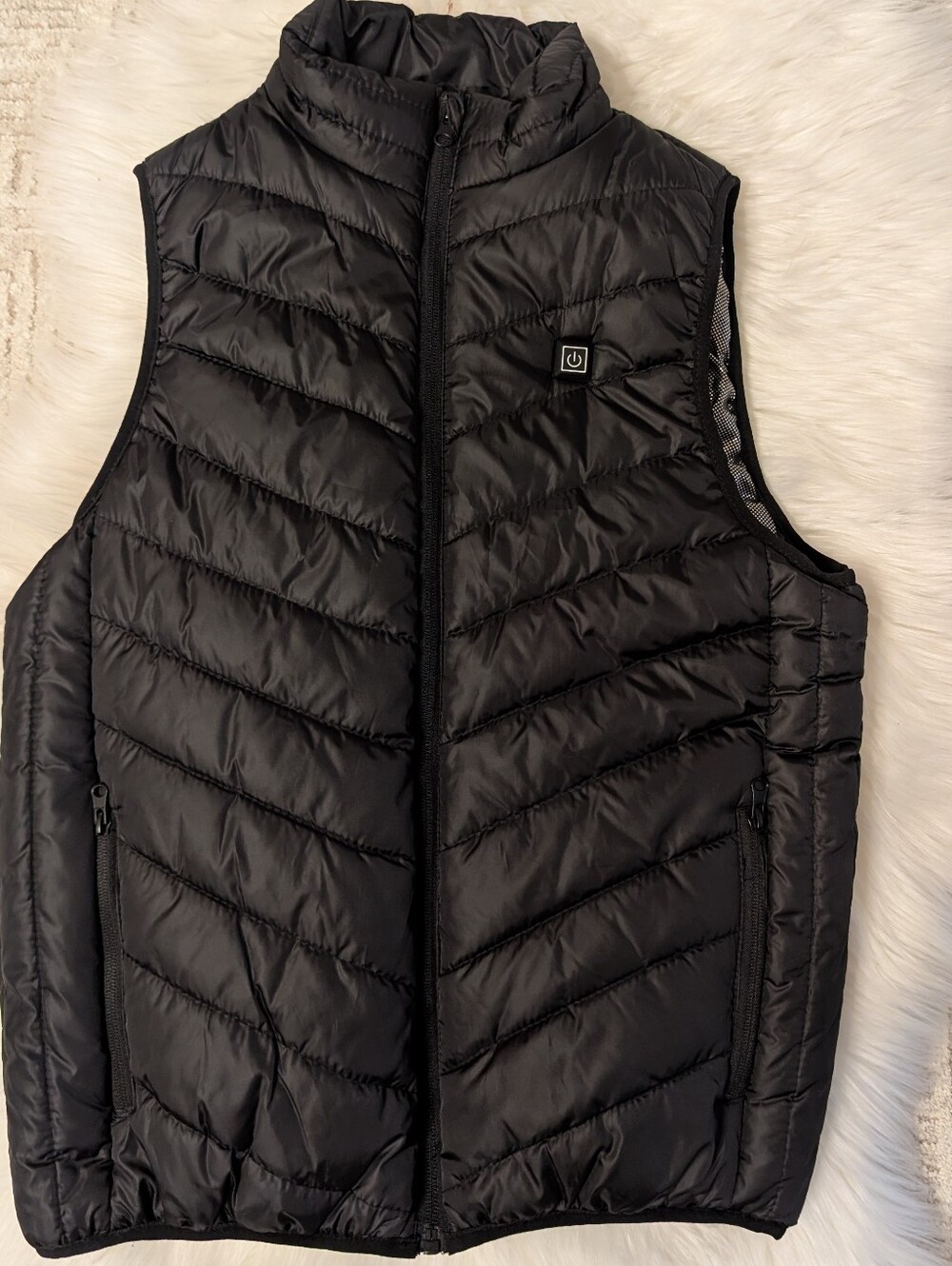 Men's Heated Vest Large Black Full Zip Puffer